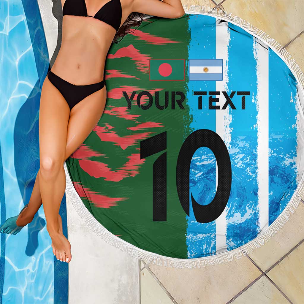Custom Bangladesh and Argentina Football Half Style Beach Blanket