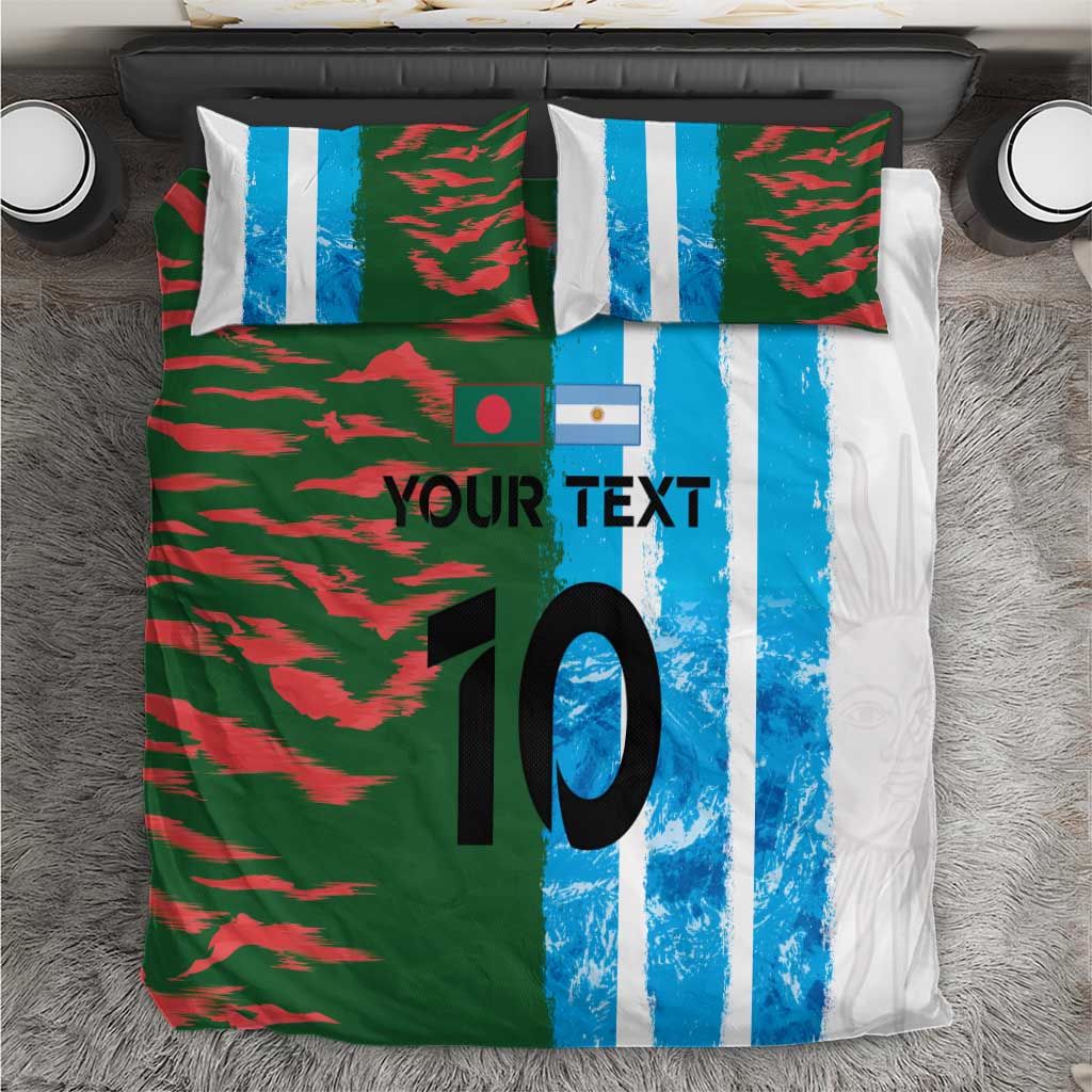 Custom Bangladesh and Argentina Football Half Style Bedding Set