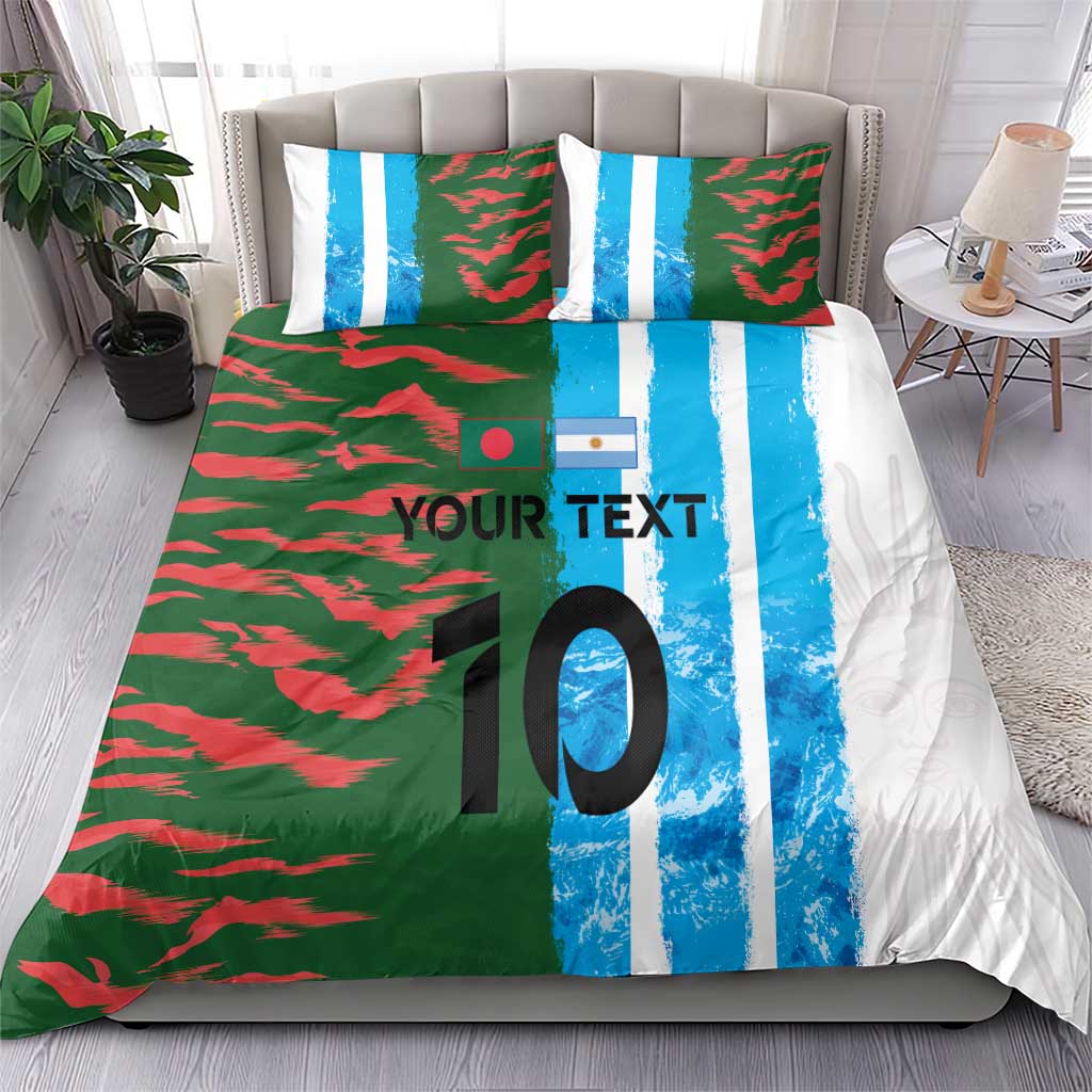 Custom Bangladesh and Argentina Football Half Style Bedding Set