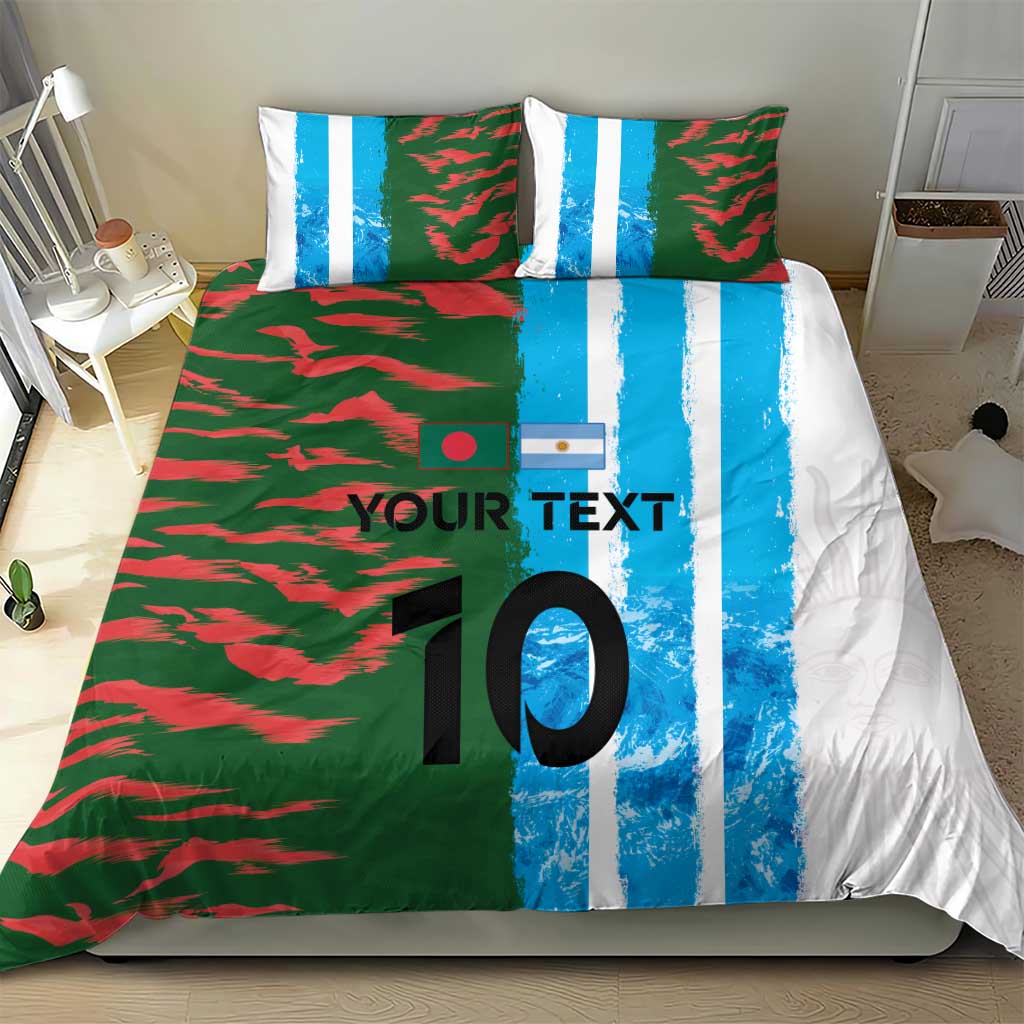 Custom Bangladesh and Argentina Football Half Style Bedding Set