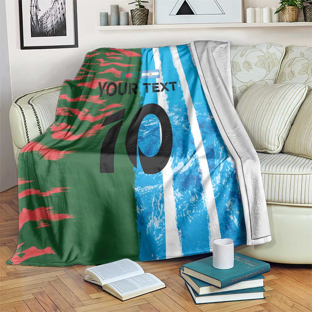 Custom Bangladesh and Argentina Football Half Style Blanket