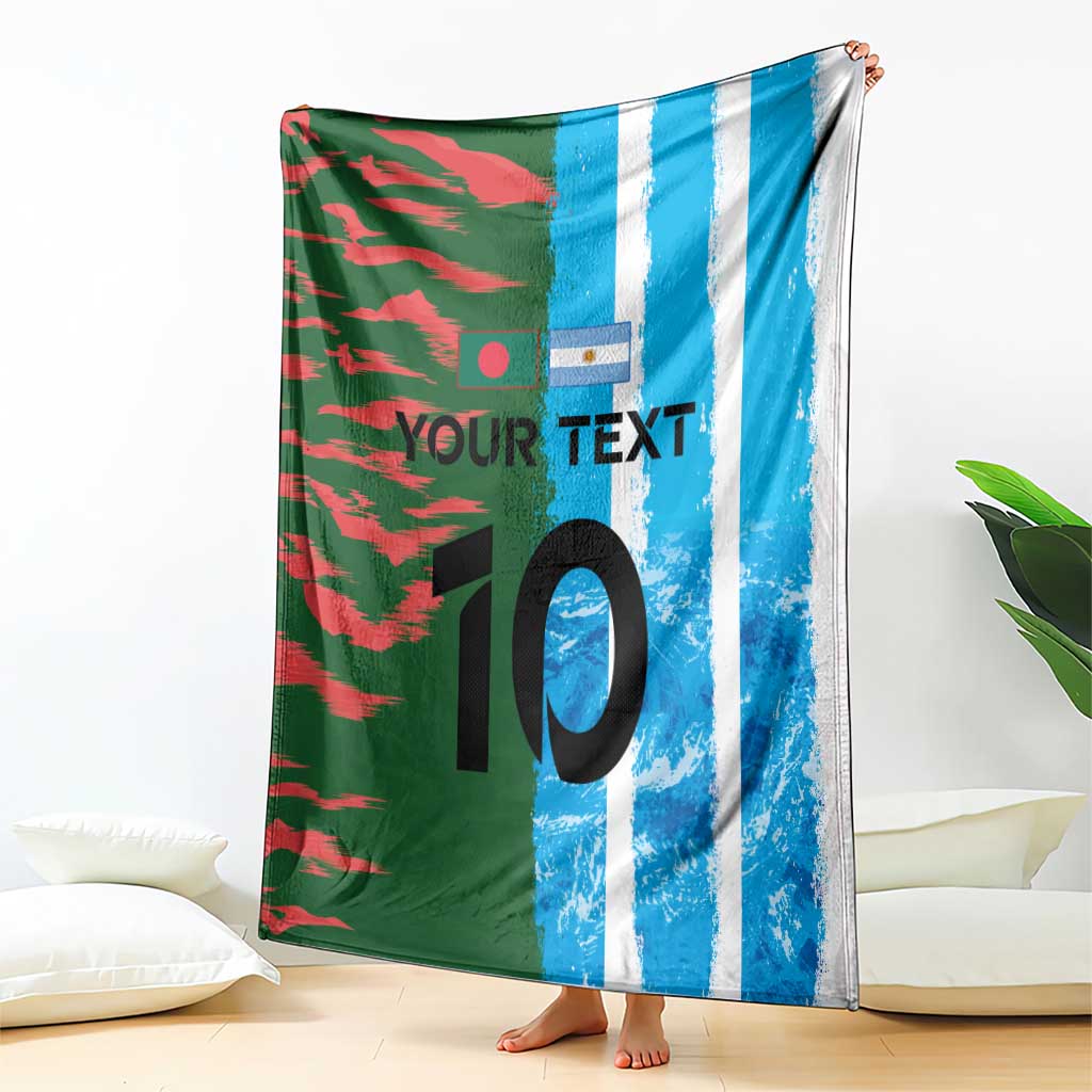 Custom Bangladesh and Argentina Football Half Style Blanket