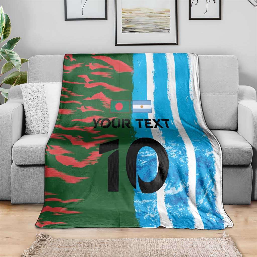 Custom Bangladesh and Argentina Football Half Style Blanket