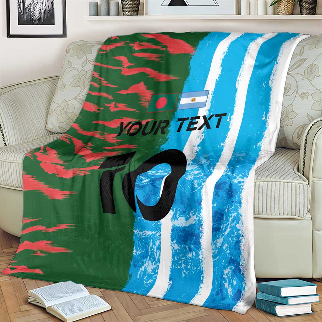Custom Bangladesh and Argentina Football Half Style Blanket