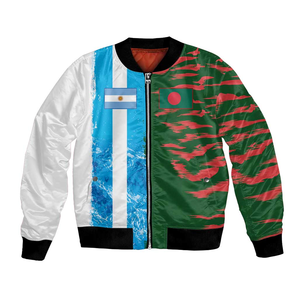 Custom Bangladesh and Argentina Football Half Style Bomber Jacket