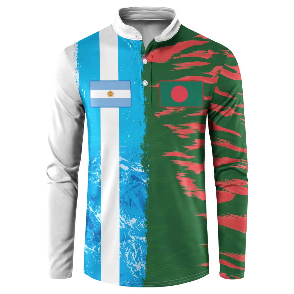 Custom Bangladesh and Argentina Football Half Style Button Sweatshirt