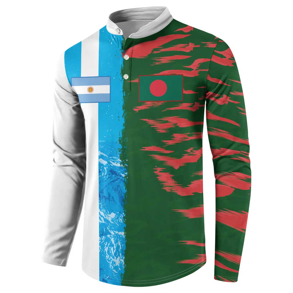 Custom Bangladesh and Argentina Football Half Style Button Sweatshirt