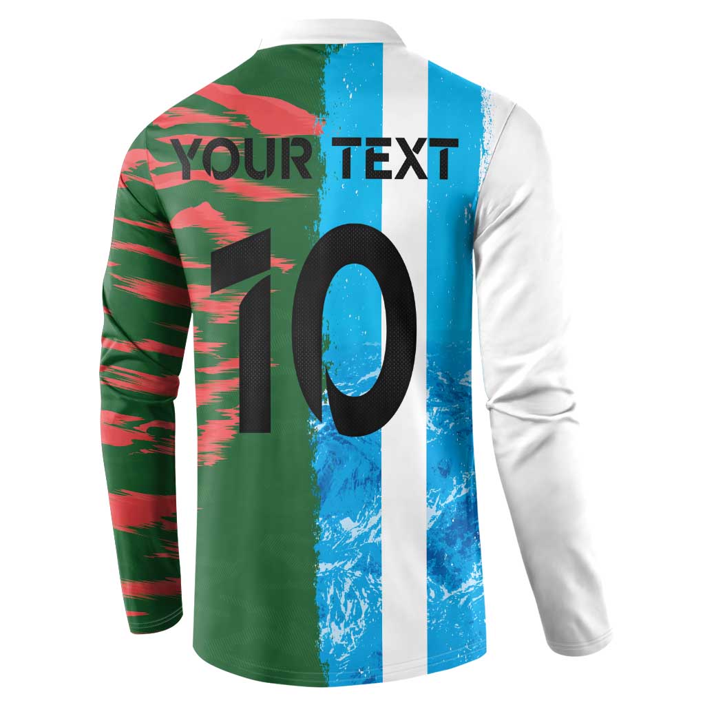 Custom Bangladesh and Argentina Football Half Style Button Sweatshirt