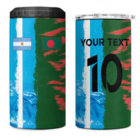 Custom Bangladesh and Argentina Football Half Style 4 in 1 Can Cooler Tumbler