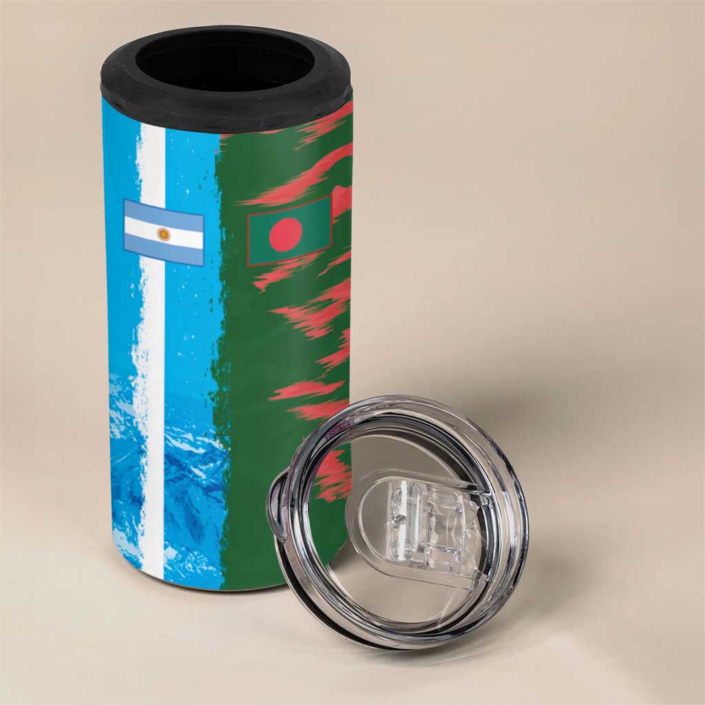 Custom Bangladesh and Argentina Football Half Style 4 in 1 Can Cooler Tumbler