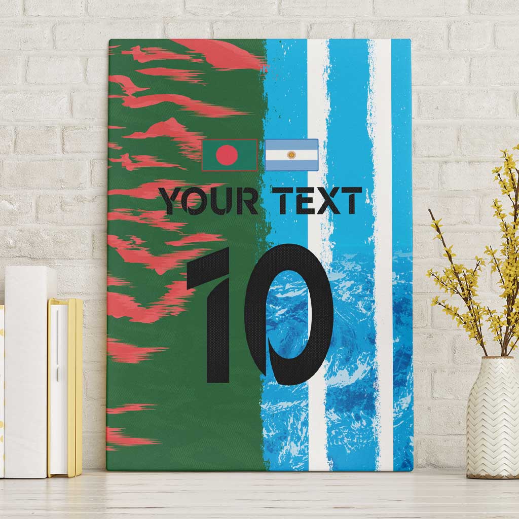 Custom Bangladesh and Argentina Football Half Style Canvas Wall Art