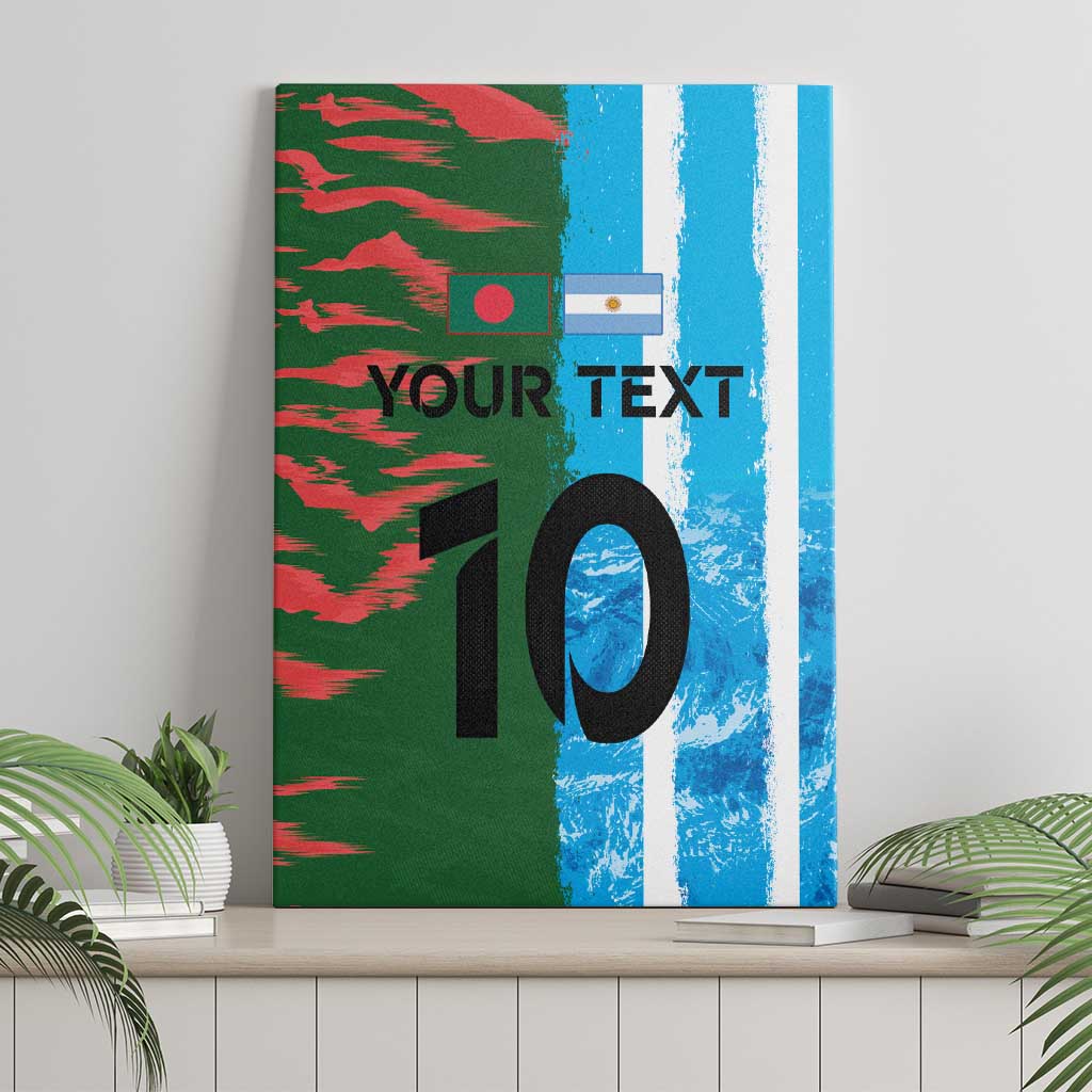 Custom Bangladesh and Argentina Football Half Style Canvas Wall Art