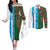 Custom Bangladesh and Argentina Football Half Style Couples Matching Off The Shoulder Long Sleeve Dress and Long Sleeve Button Shirt