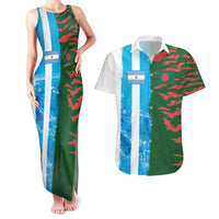 Custom Bangladesh and Argentina Football Half Style Couples Matching Tank Maxi Dress and Hawaiian Shirt