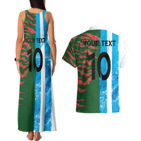 Custom Bangladesh and Argentina Football Half Style Couples Matching Tank Maxi Dress and Hawaiian Shirt