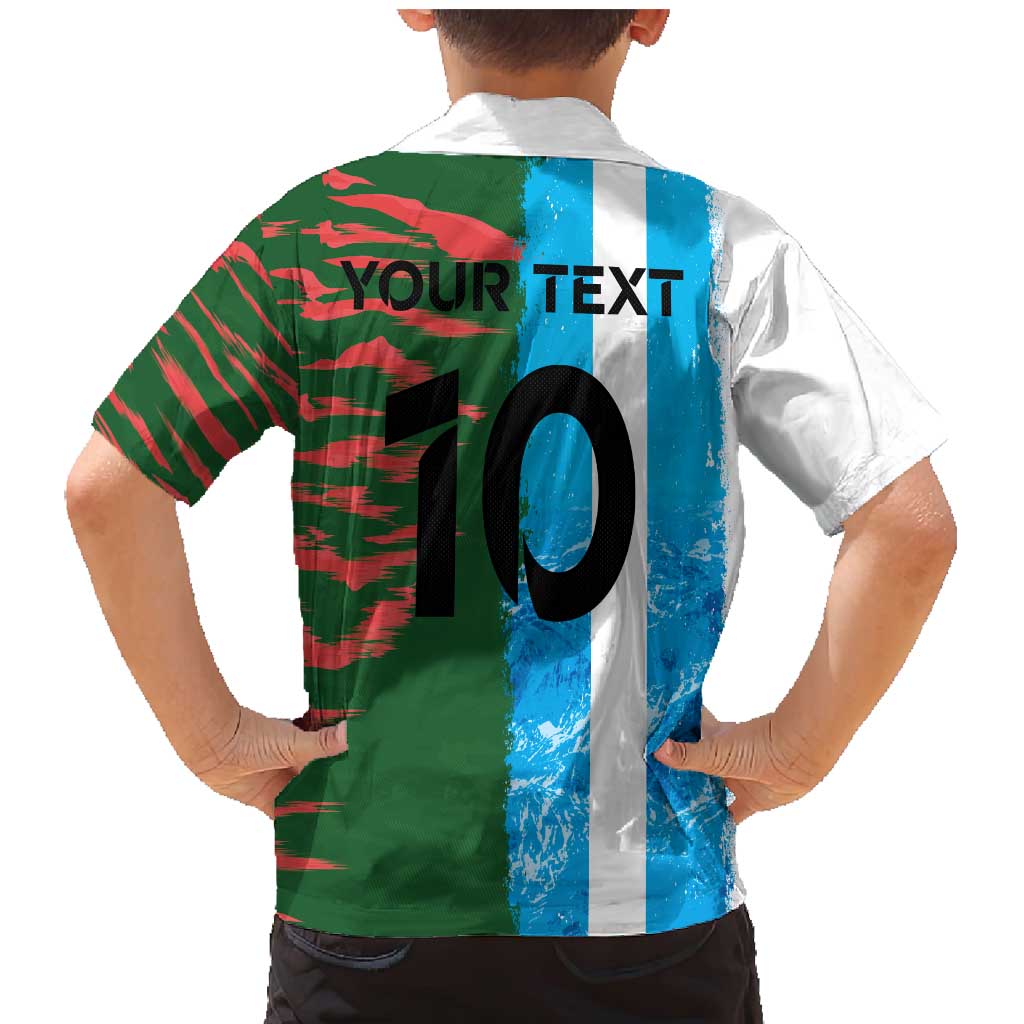 Custom Bangladesh and Argentina Football Half Style Family Matching Mermaid Dress and Hawaiian Shirt