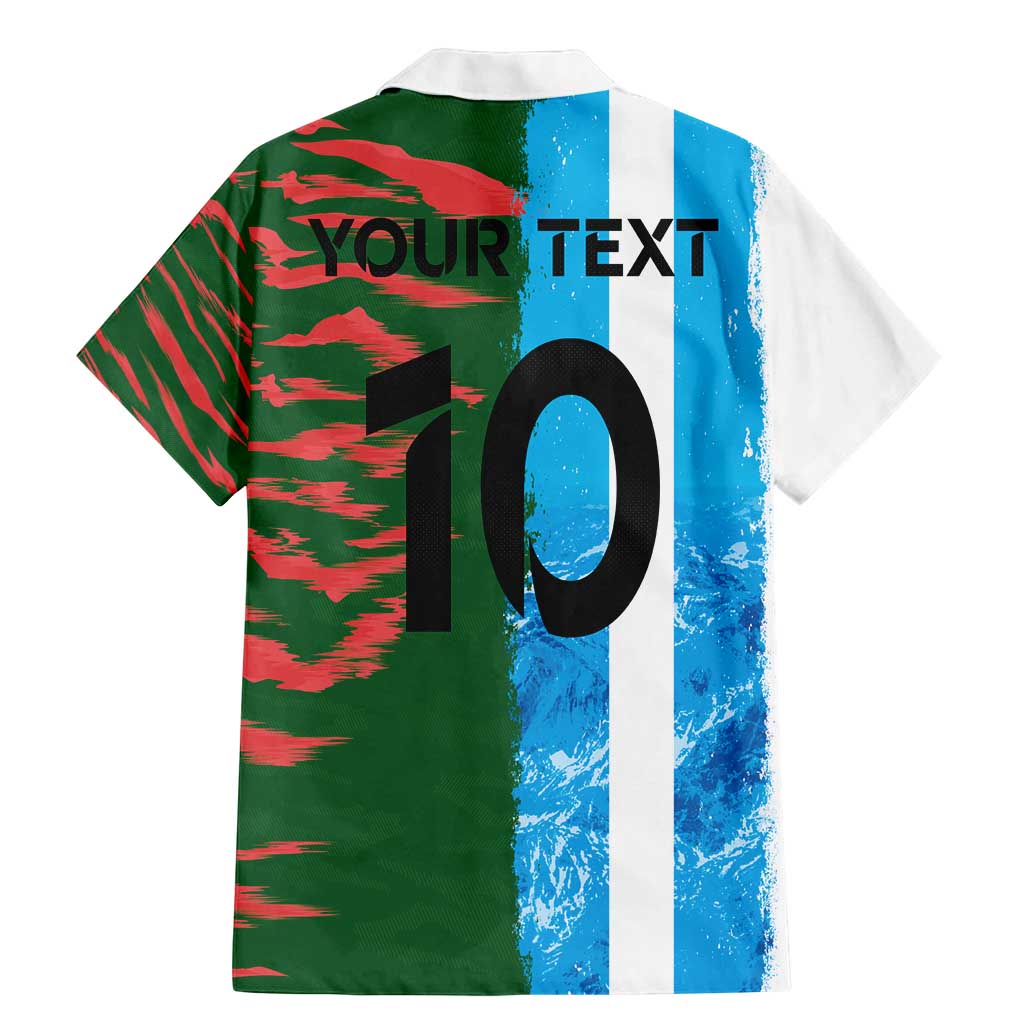 Custom Bangladesh and Argentina Football Half Style Family Matching Mermaid Dress and Hawaiian Shirt
