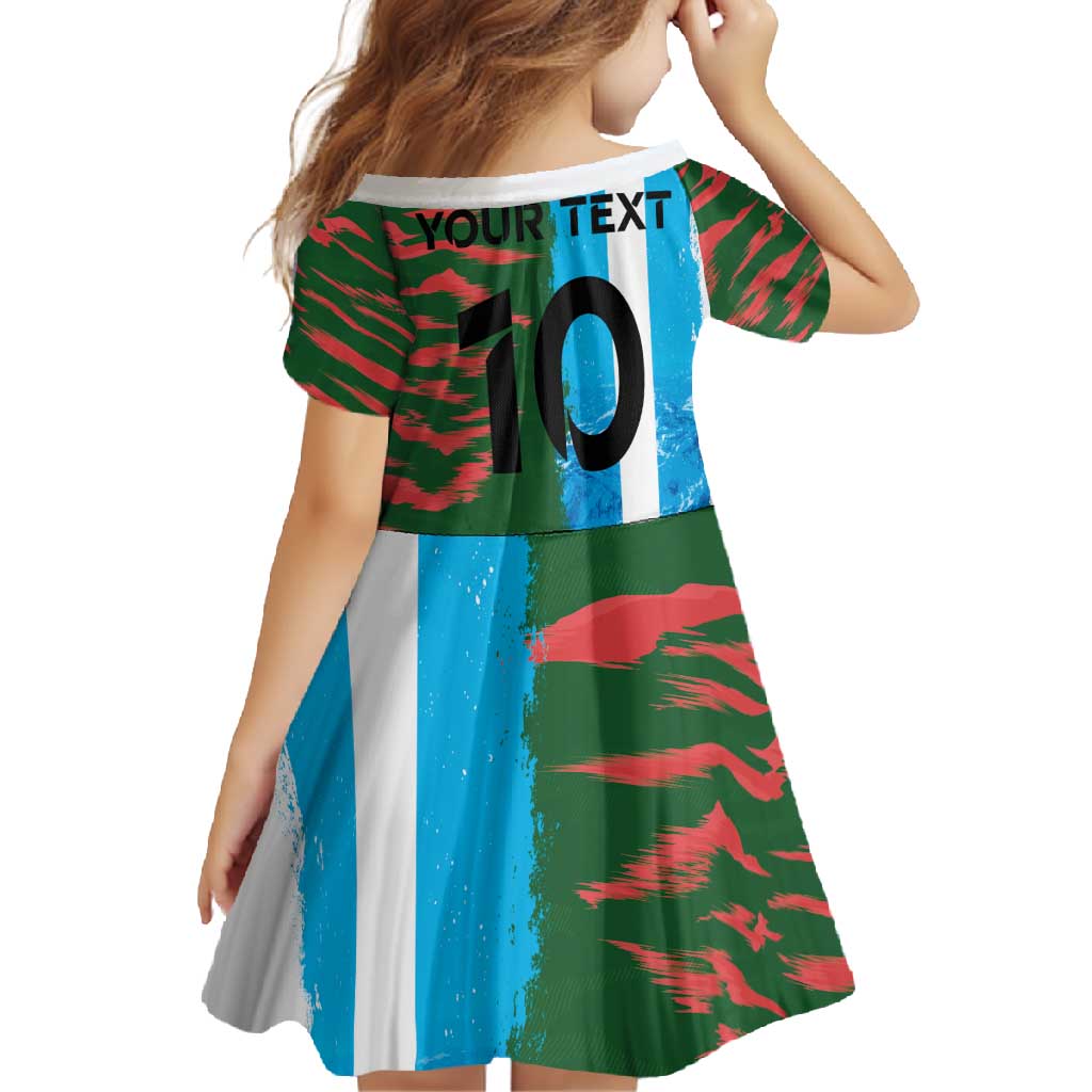 Custom Bangladesh and Argentina Football Half Style Family Matching Off Shoulder Maxi Dress and Hawaiian Shirt