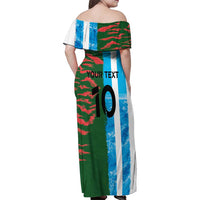 Custom Bangladesh and Argentina Football Half Style Family Matching Off Shoulder Maxi Dress and Hawaiian Shirt