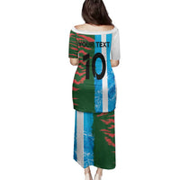 Custom Bangladesh and Argentina Football Half Style Family Matching Puletasi and Hawaiian Shirt