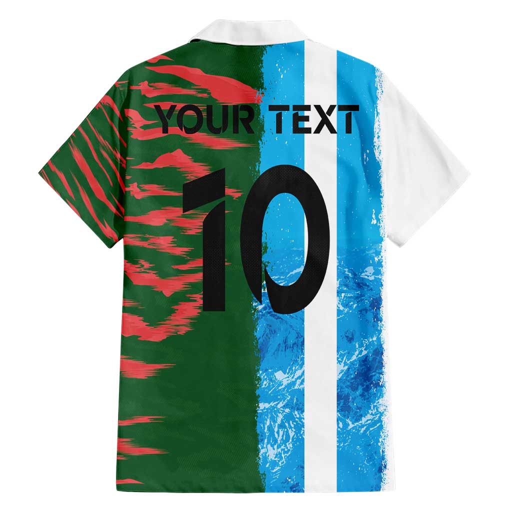 Custom Bangladesh and Argentina Football Half Style Family Matching Short Sleeve Bodycon Dress and Hawaiian Shirt