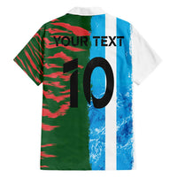 Custom Bangladesh and Argentina Football Half Style Family Matching Short Sleeve Bodycon Dress and Hawaiian Shirt
