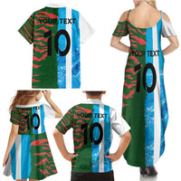 Custom Bangladesh and Argentina Football Half Style Family Matching Summer Maxi Dress and Hawaiian Shirt