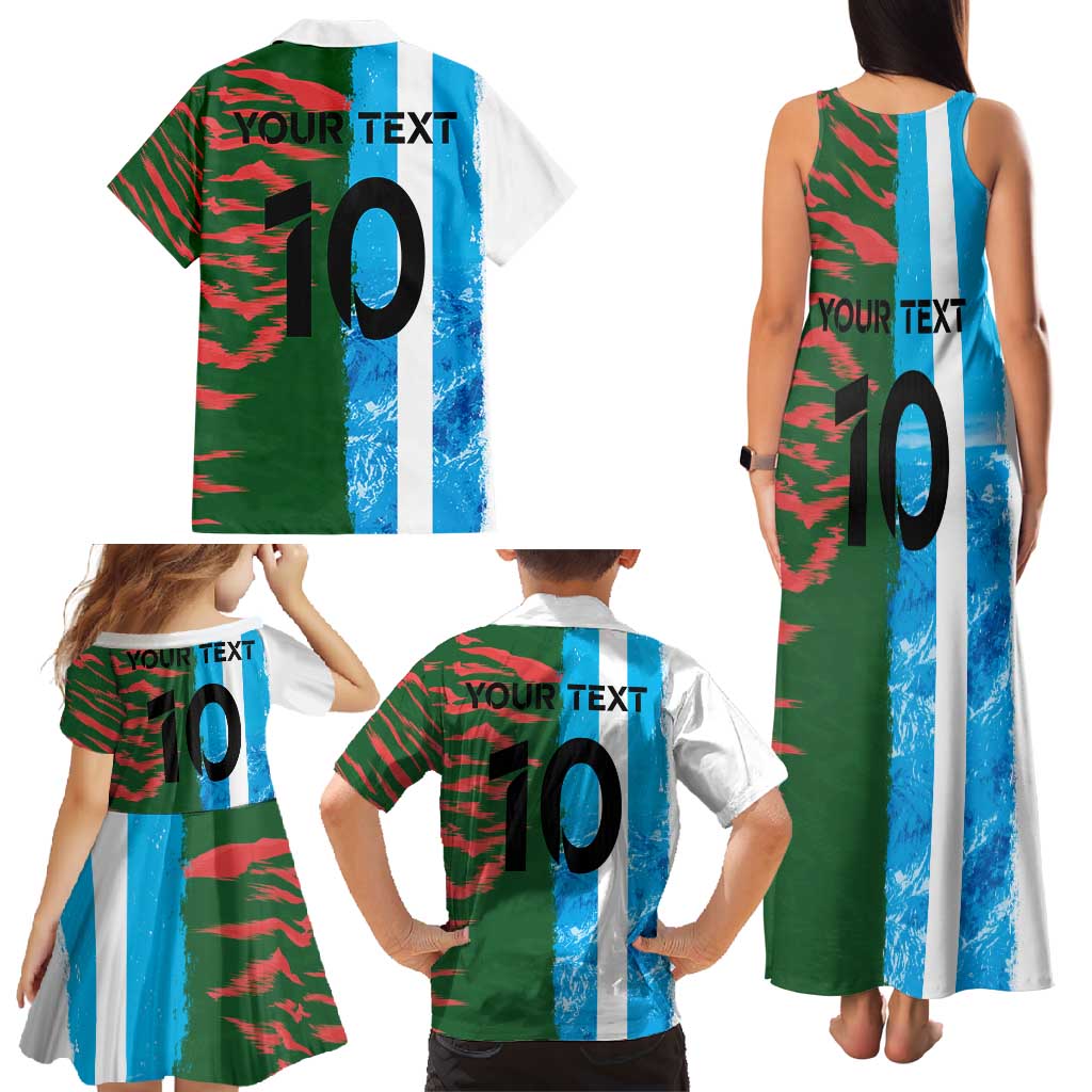 Custom Bangladesh and Argentina Football Half Style Family Matching Tank Maxi Dress and Hawaiian Shirt