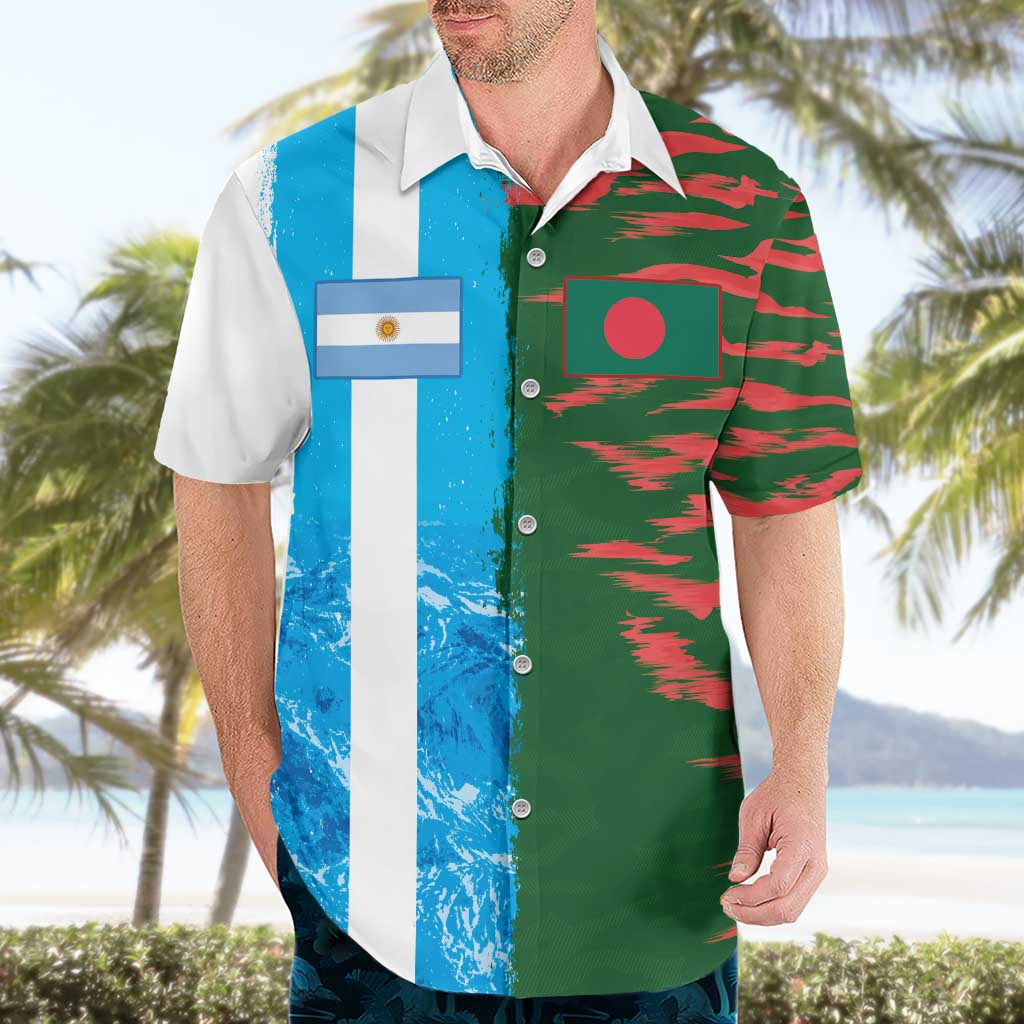 Custom Bangladesh and Argentina Football Half Style Hawaiian Shirt