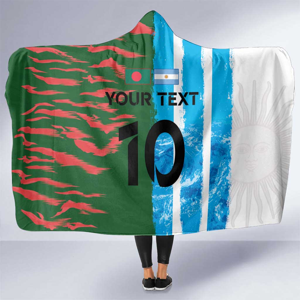 Custom Bangladesh and Argentina Football Half Style Hooded Blanket