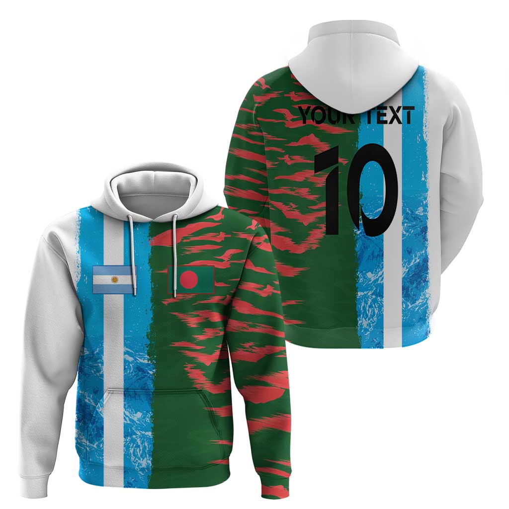 Custom Bangladesh and Argentina Football Half Style Hoodie