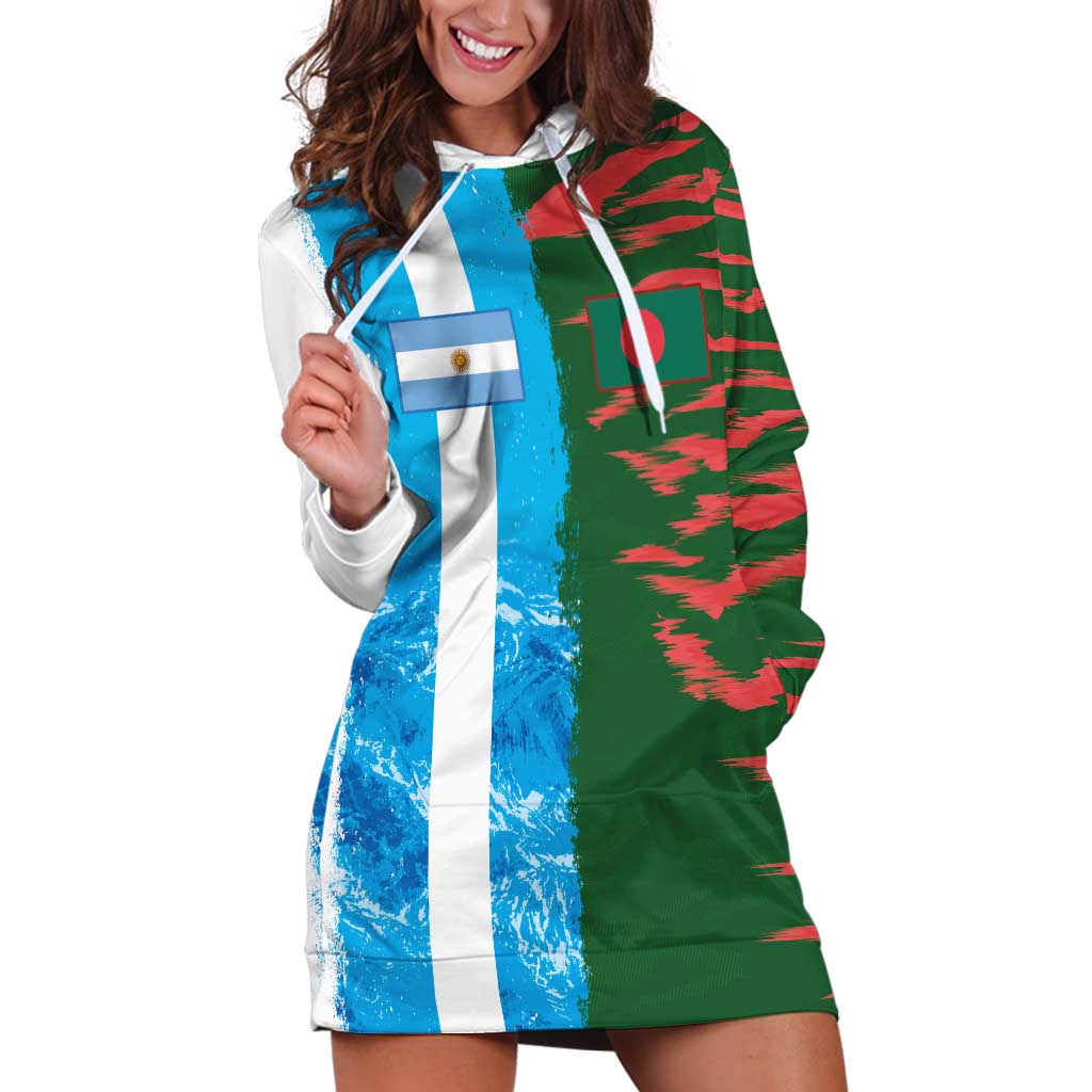 Custom Bangladesh and Argentina Football Half Style Hoodie Dress