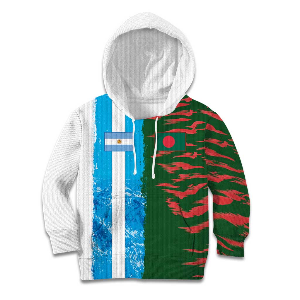 Custom Bangladesh and Argentina Football Half Style Kid Hoodie