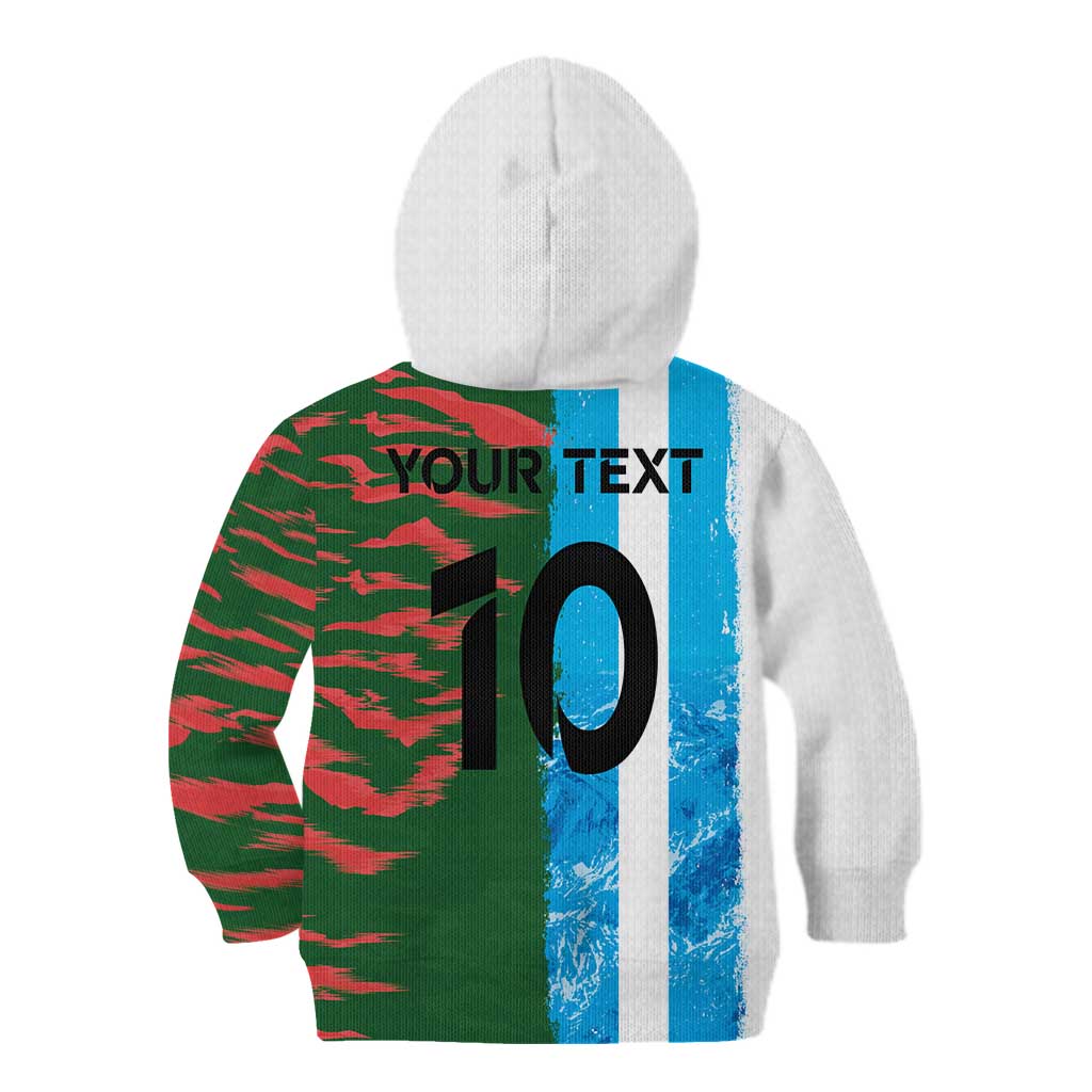 Custom Bangladesh and Argentina Football Half Style Kid Hoodie