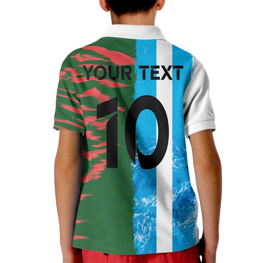Custom Bangladesh and Argentina Football Half Style Kid Polo Shirt