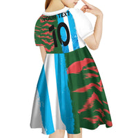 Custom Bangladesh and Argentina Football Half Style Kid Short Sleeve Dress