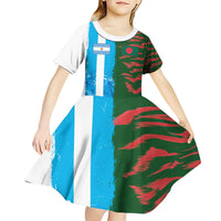 Custom Bangladesh and Argentina Football Half Style Kid Short Sleeve Dress