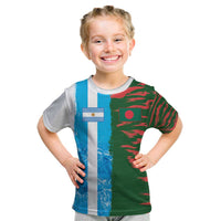 Custom Bangladesh and Argentina Football Half Style Kid T Shirt