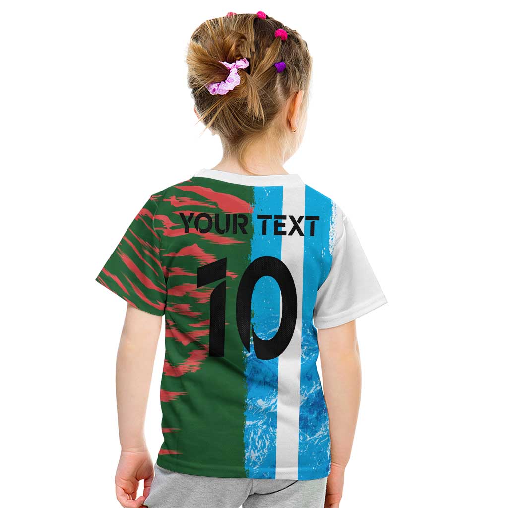 Custom Bangladesh and Argentina Football Half Style Kid T Shirt