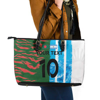 Custom Bangladesh and Argentina Football Half Style Leather Tote Bag