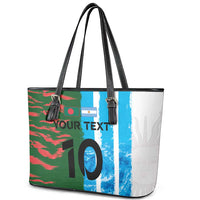 Custom Bangladesh and Argentina Football Half Style Leather Tote Bag