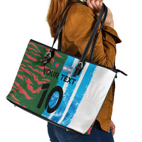 Custom Bangladesh and Argentina Football Half Style Leather Tote Bag