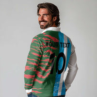 Custom Bangladesh and Argentina Football Half Style Long Sleeve Polo Shirt