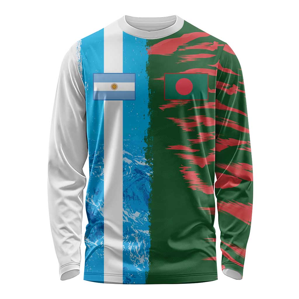 Custom Bangladesh and Argentina Football Half Style Long Sleeve Shirt