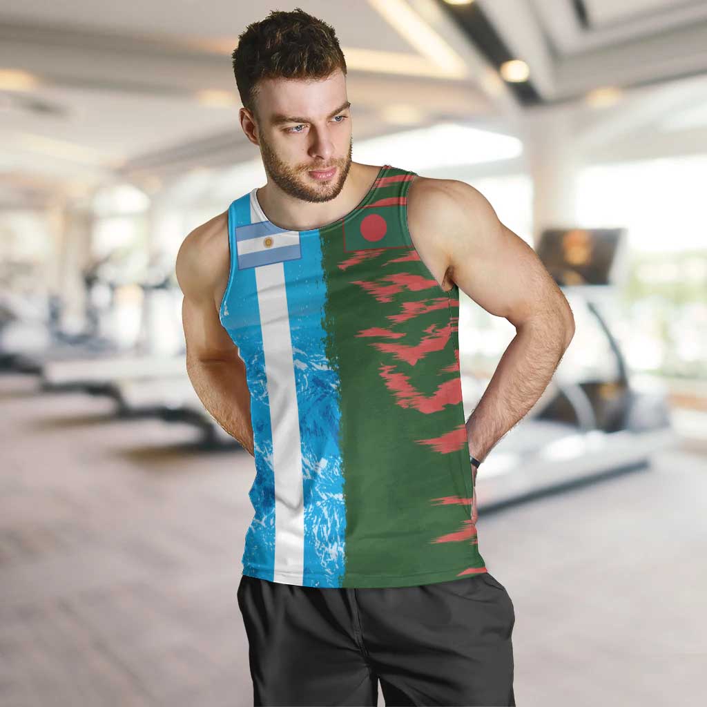 Custom Bangladesh and Argentina Football Half Style Men Tank Top
