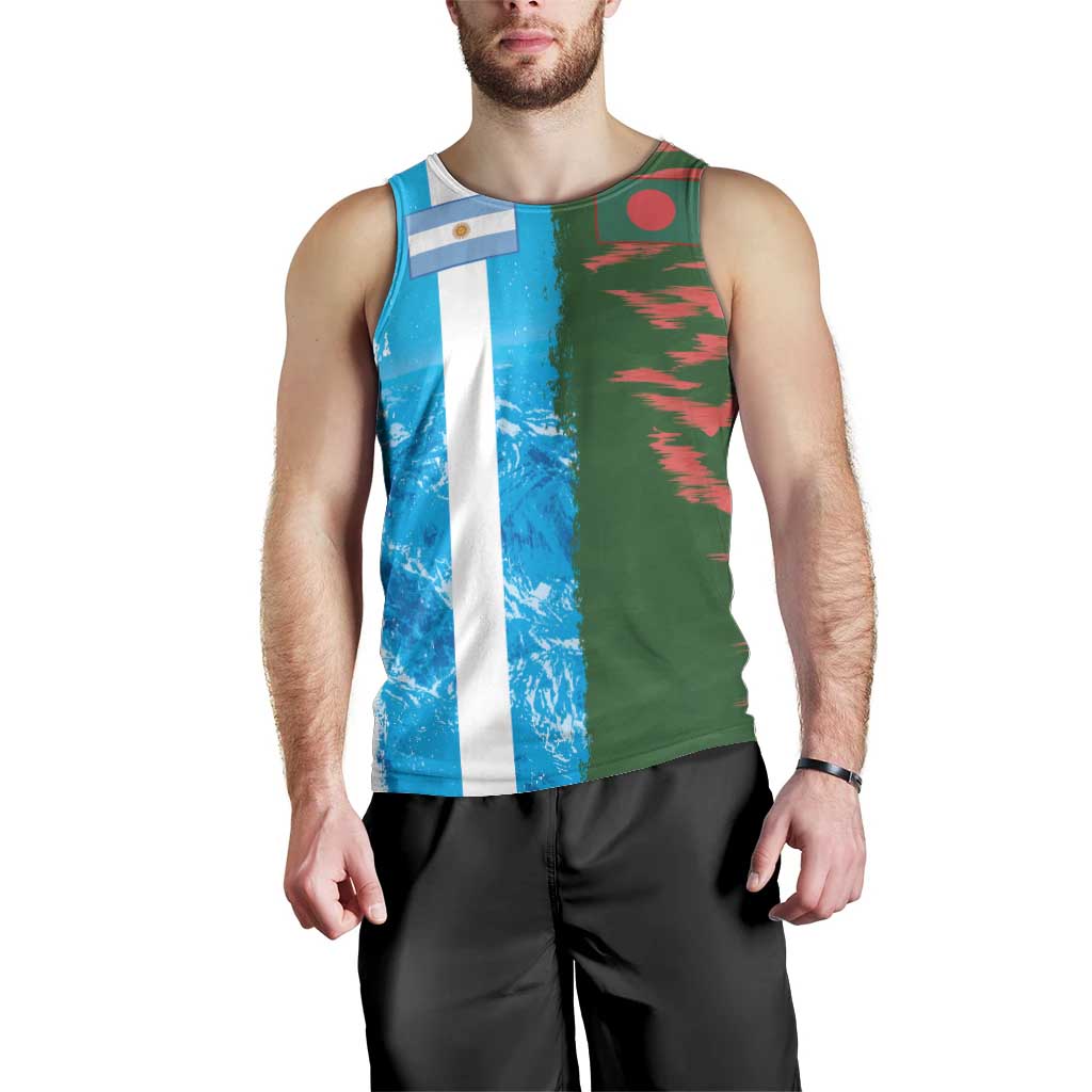 Custom Bangladesh and Argentina Football Half Style Men Tank Top