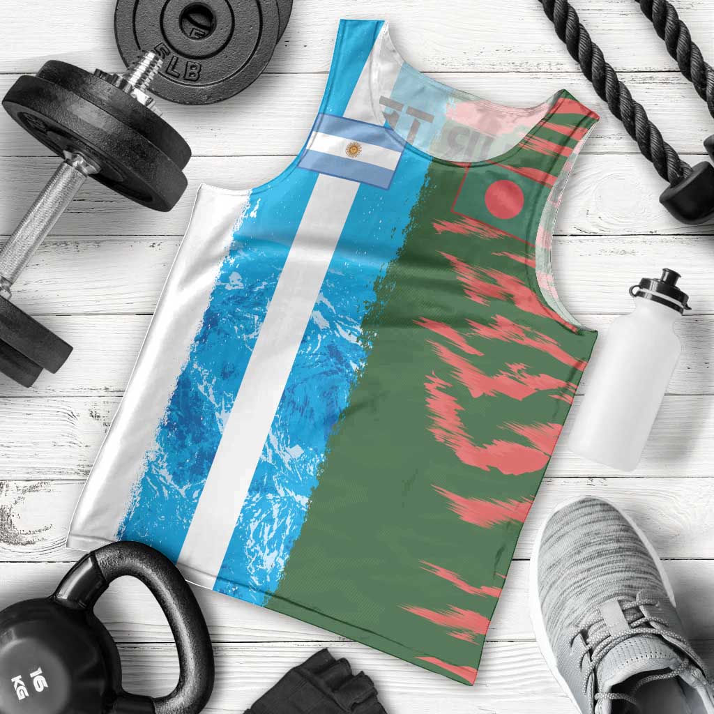 Custom Bangladesh and Argentina Football Half Style Men Tank Top
