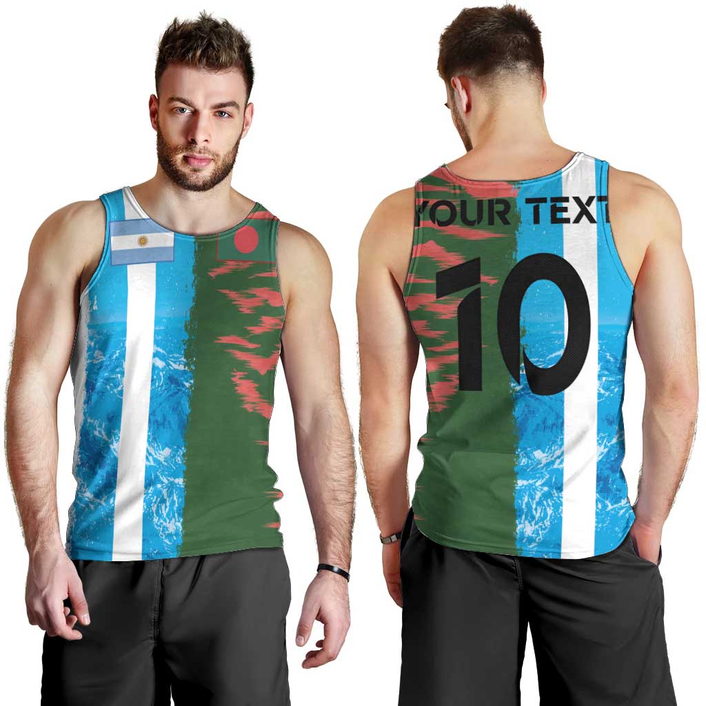 Custom Bangladesh and Argentina Football Half Style Men Tank Top
