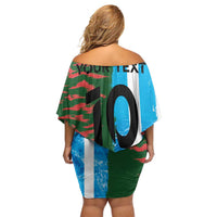 Custom Bangladesh and Argentina Football Half Style Off Shoulder Short Dress