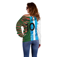 Custom Bangladesh and Argentina Football Half Style Off Shoulder Sweater